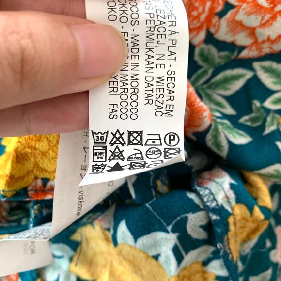 Zara Floral Long Sleeve Romper in Green with Velvet Tie - Picture 15 of 15